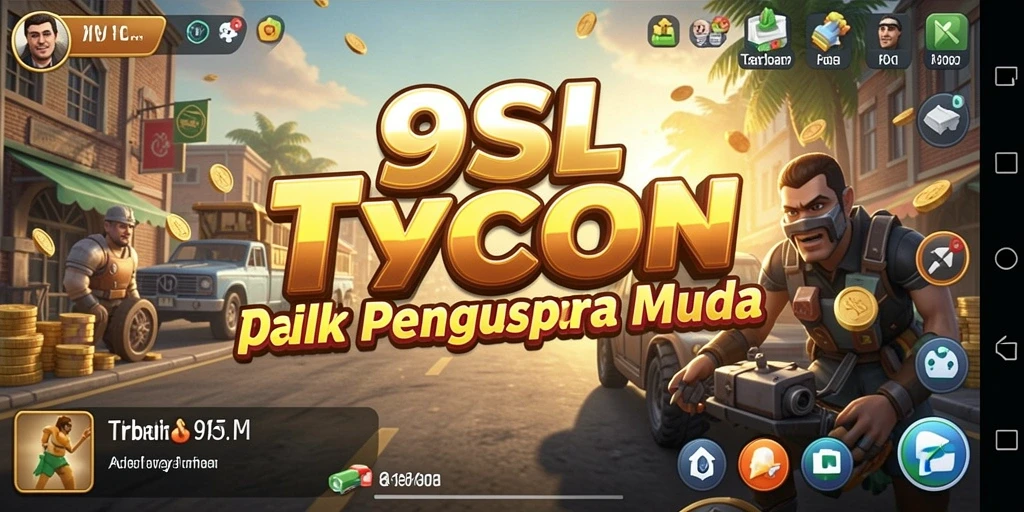 Tampilan gameplay 9SL yang menarik dan interaktif dalam mengelola bisnis.