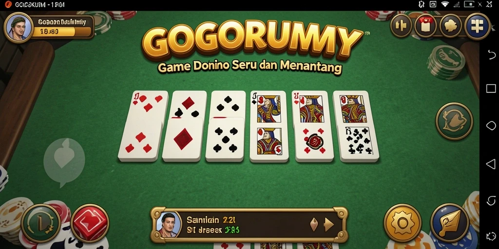 Screenshot GOGORUMMY menampilkan gameplay seru dan interaktif dalam permainan Domino.