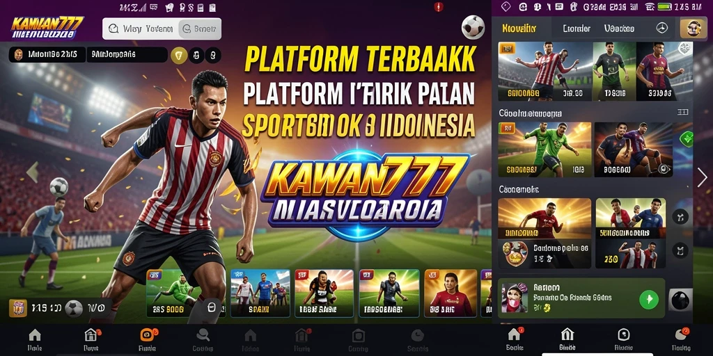 Screenshot utama KAWAN777 menampilkan antarmuka aplikasi Sportsbook yang modern dan menarik.