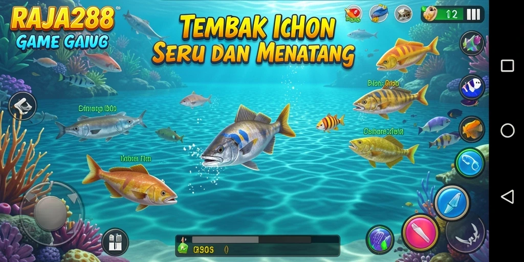 Tangkapan layar RAJA288 menunjukkan aksi seru menangkap ikan.