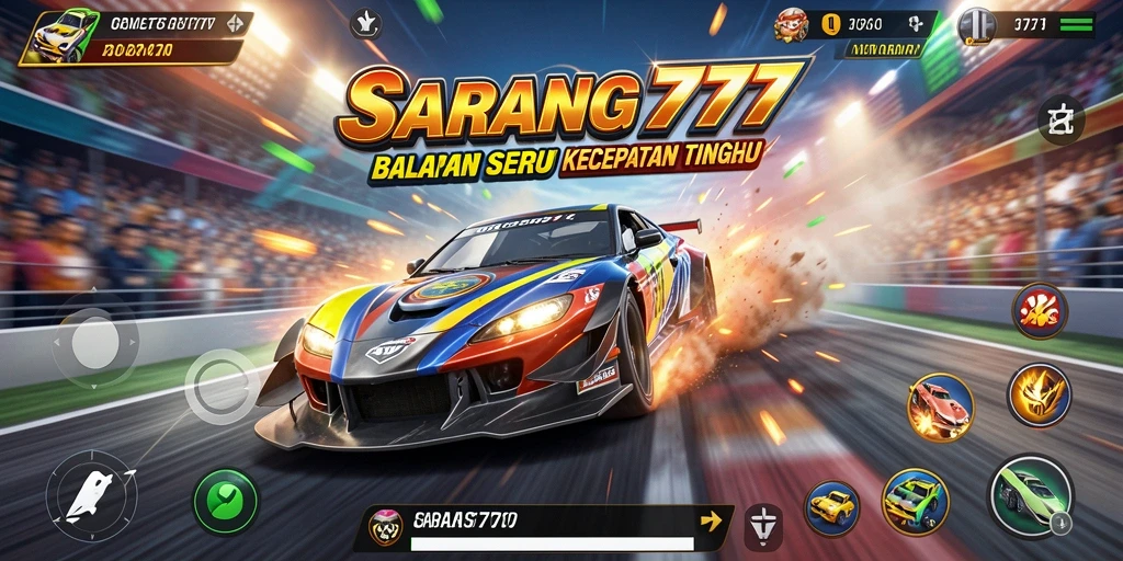 Gameplay Racing seru di SARANG777 dengan trek yang menantang.